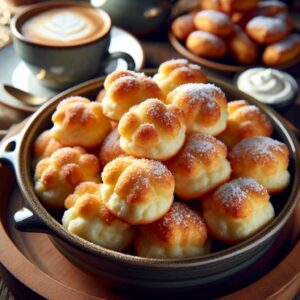 Ein Teller voller knuspriger Quarkkeulchen, innen zart und unwiderstehlich lecker. Perfekt für ein gemütliches Kaffeekränzchen oder als Dessert. Ein Stück deutsche Backkunst zum Verlieben!