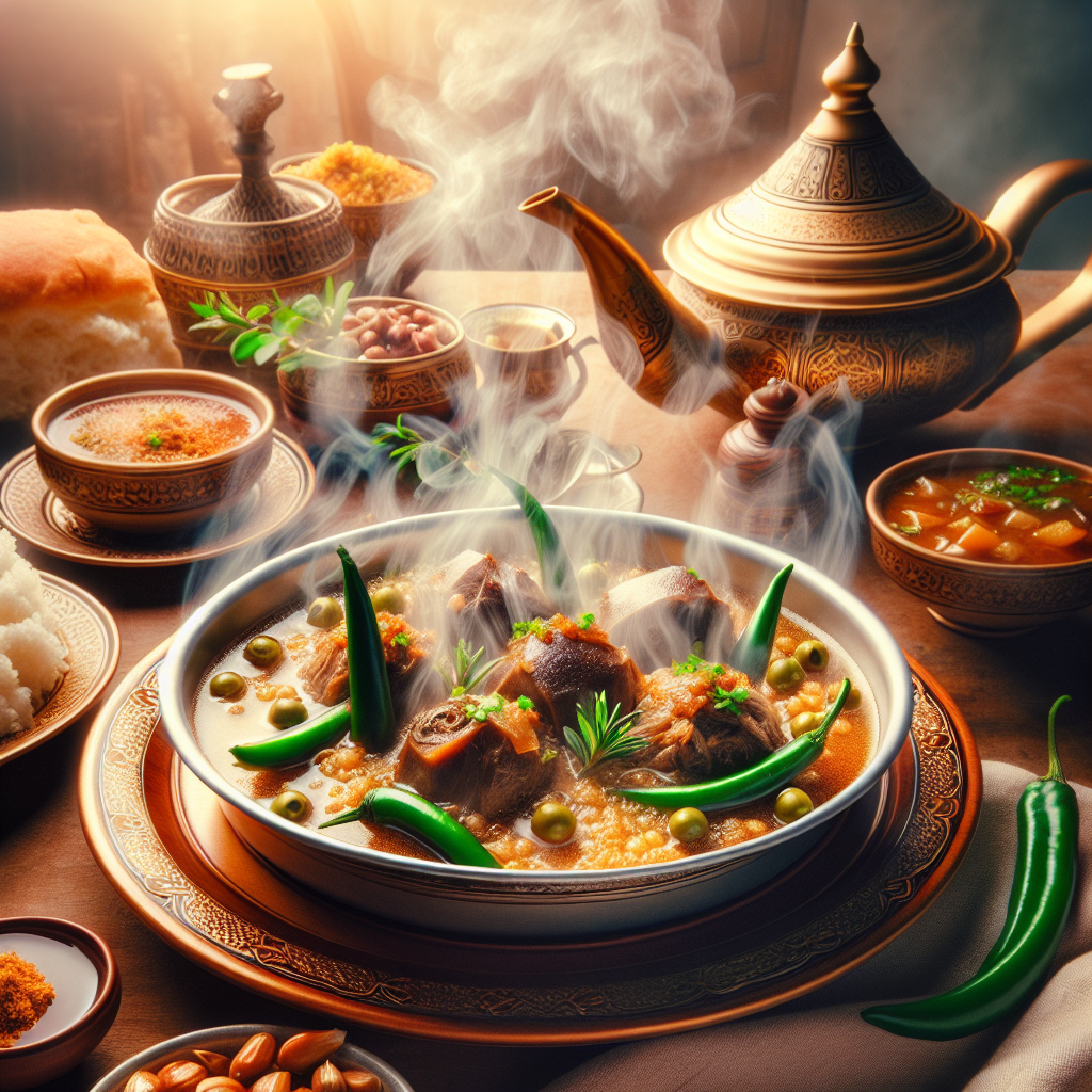Ein Teller mit dampfendem Jareesh, dem Nationalgericht Saudi-Arabiens. Die köstlichen Aromen und die traditionelle Zubereitung lassen die saudische Kultur aufleben. Ein Festmahl, das Herz und Seele erwärmt.