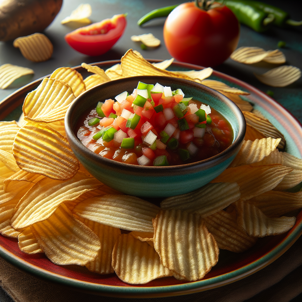 Fiji: Fijian Cassava Chips with Salsa. 300mm Foto