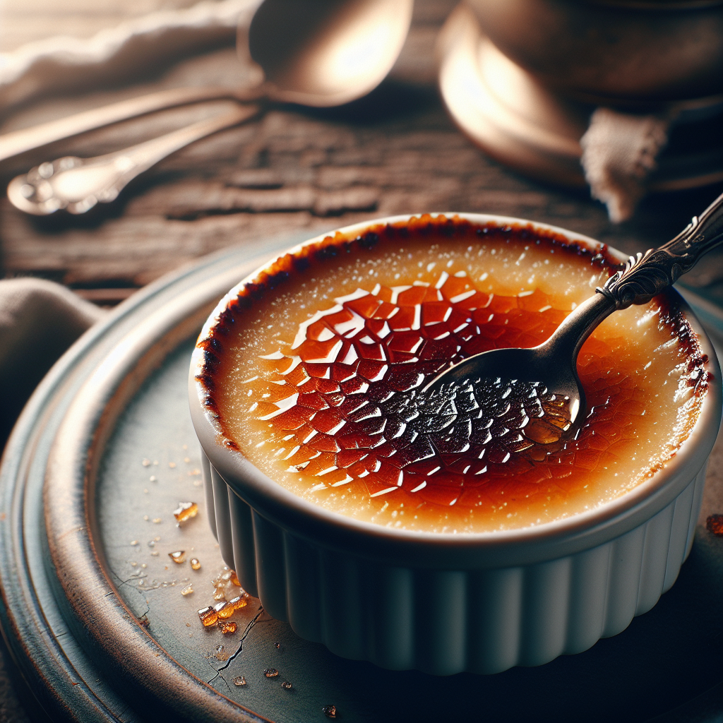 Frankreich: Crème Brûlée. 300mm Foto