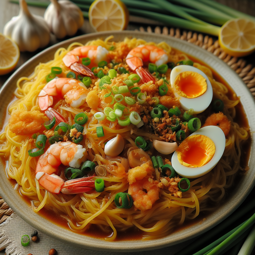 Philippinen: Pancit Palabok. 300mm Foto