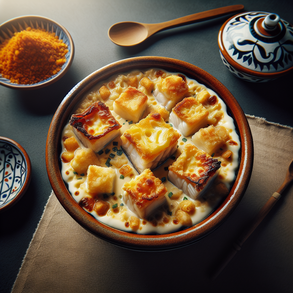 Portugal: Bacalhau com Natas (Rezept). 300mm Foto