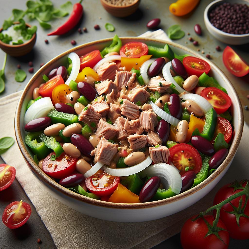 Portugal: Salada de Atum com Feijão Frade (Rezept). 300mm Foto