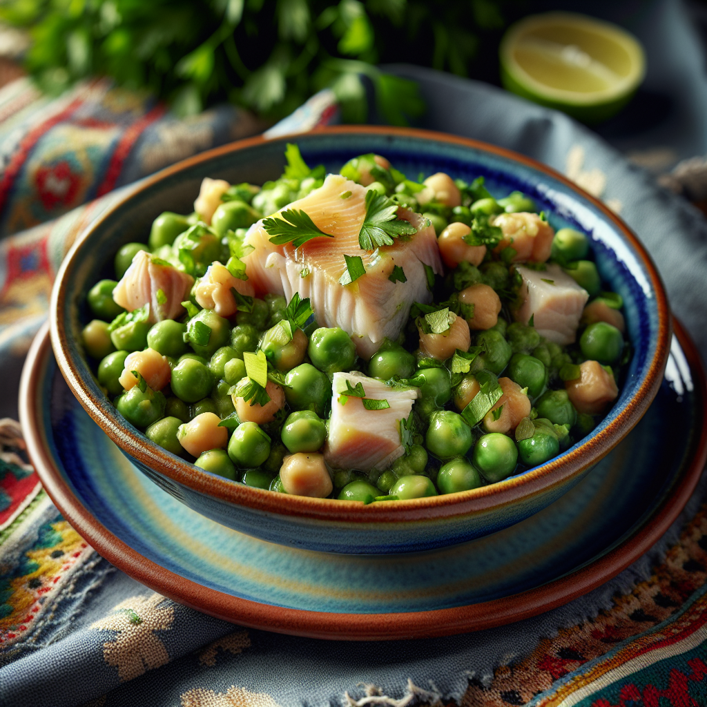 Portugal: Salada de Grão com Bacalhau (Rezept). 300mm Foto