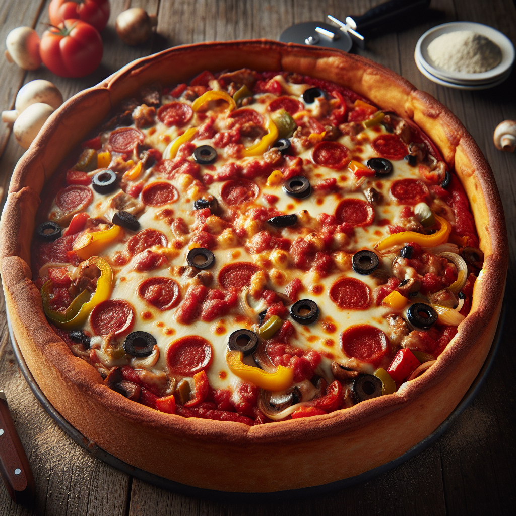 Chicago-style Deep Dish Pizza.