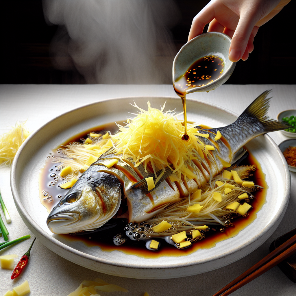 Nationalgericht China: #Steamed Fish with Ginger and Soy# (Rezept)