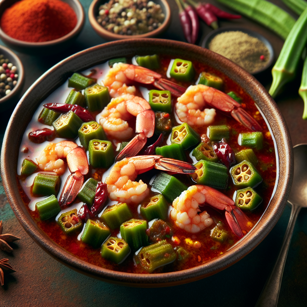 Nationalgericht Gambia: #Spicy Okra and Shrimp Stew# (Rezept)