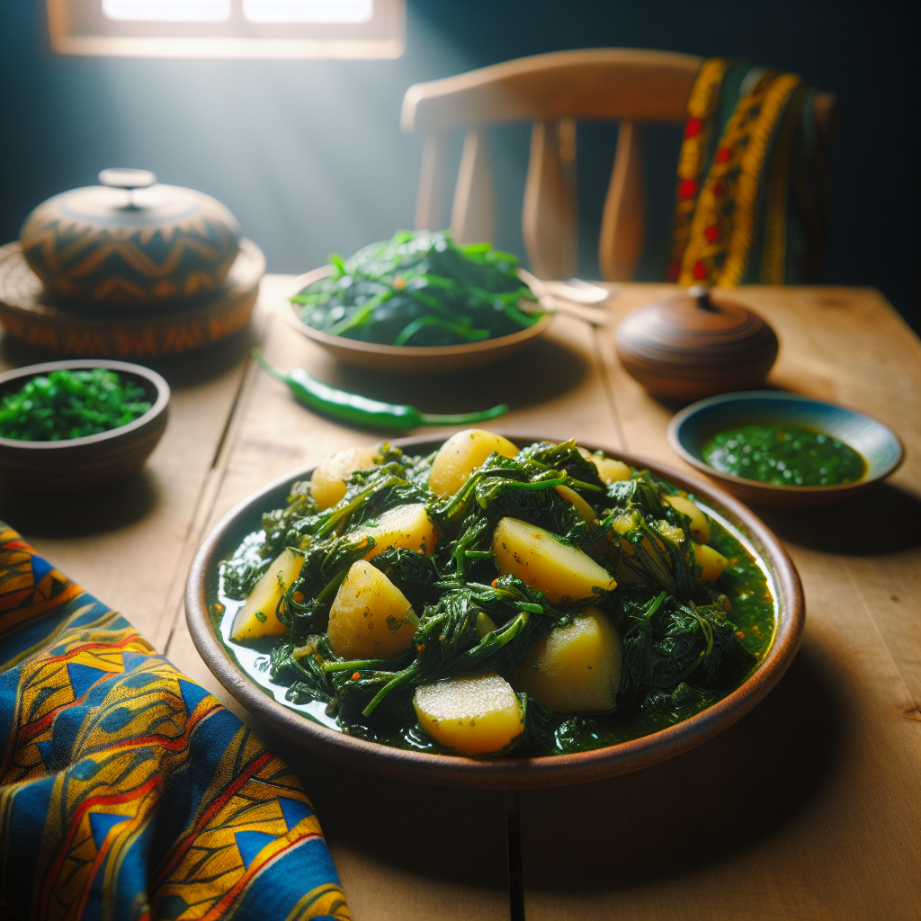 Nationalgericht Liberia: #Liberian Potato Greens# (Rezept)