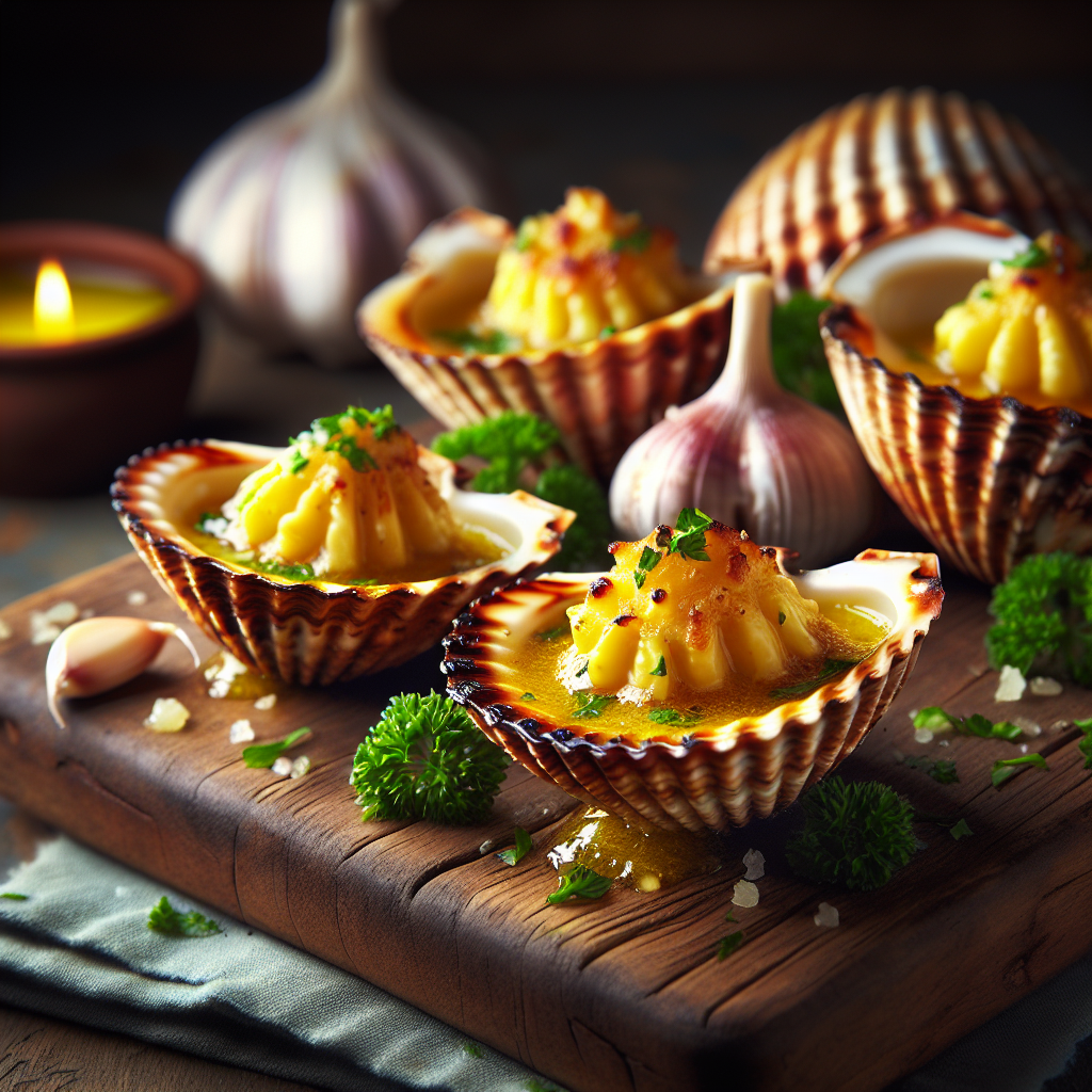 Nationalgericht Nauru: #Gebackene Muscheln mit Knoblauchbutter# (Rezept)
